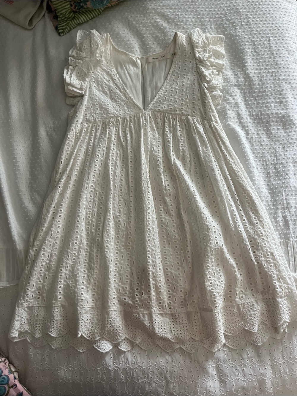 Mustard Seed White Eyelet Dress with Puff Sleeves